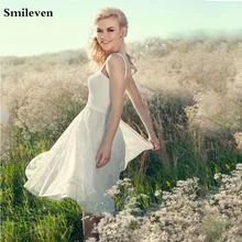 Кружевное короткое свадебное платье со смайликом ТРАПЕЦИЕВИДНОЕ свадебное платье в стиле бохо длиной до колена Vestido De Noiva Lorie Свадебные платья Lac Up Back