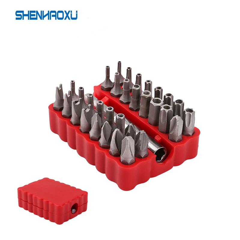 33pcs 보안 변조 방지 비트 스패너 트라이 윙 Torx Hex 스타 스패너 스크류 드라이브 마그네틱 비트 홀더 스크류 드라..