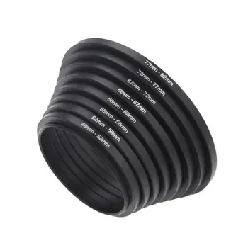 

7PCS Metal Step Up Rings Lens Adapter Filter Set 49-52-55-58-62-67-72-77mm 49-77mm Aluminum Adapte Lens Universal ring J4K1