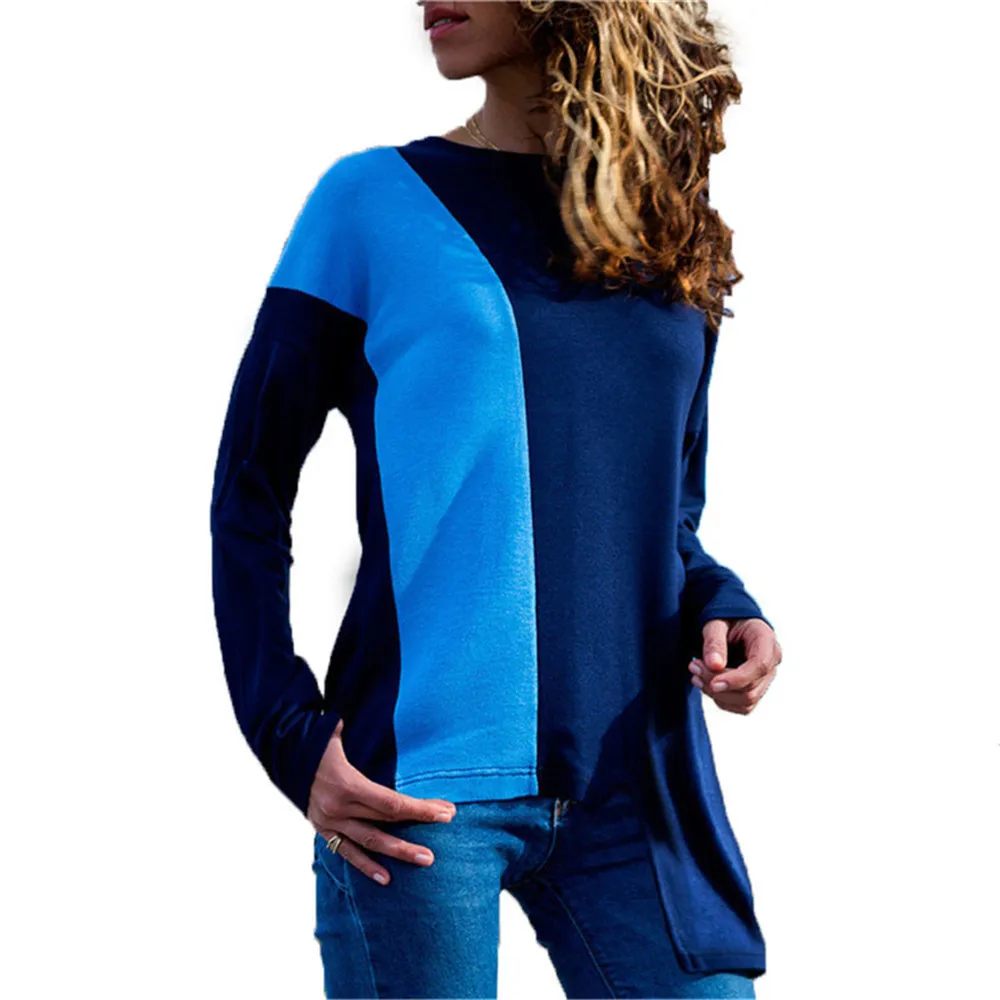 Осенняя Лоскутная Женская рубашка пуловер длинный рукав Свободный Повседневный хлопковый вязаный кружевной блузка женские топы Плюс Размер 3XL Blusas Femme