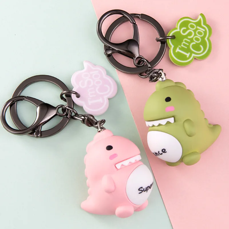 

Kawaii Dinosaur Keychain Colorful Airpod Trinket Women Men Couple Pendant Bag Car Key Ring Jewelry Lanyard Doll Accessory Gift