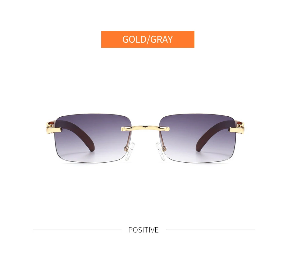 Fashion Rimless Sunglasses Steampunk Frameless Eye Glasses Wood Grain Rectangle Gafas Oculos Gradient Shades Sunglasses round sunglasses