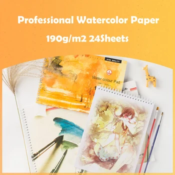 

190g/m2 Professional Watercolor Paper 24Sheets Hand Painted Watercolor Book for Artist Supplies