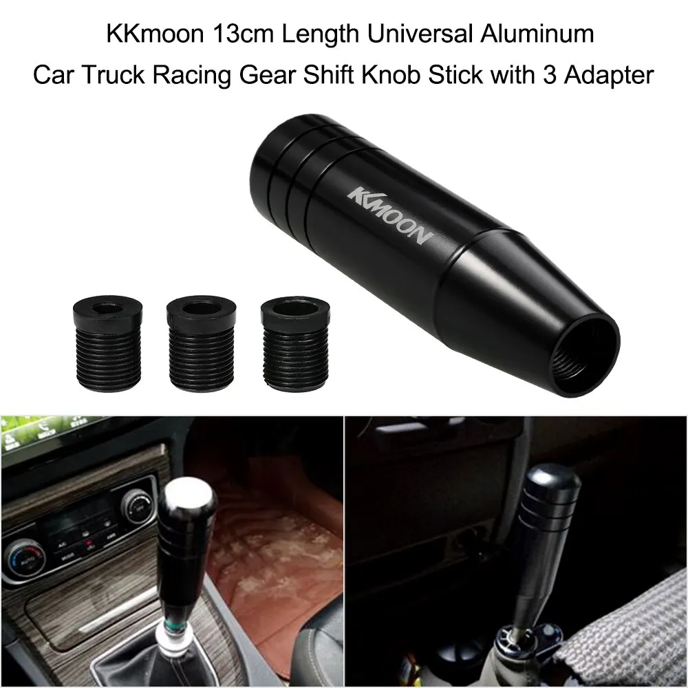 

KKmoon 13cm Length Universal Aluminum Car Truck Racing Gear Shift Knob Stick with 3 Adapter