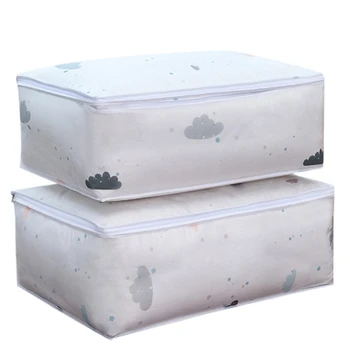 

New-2Pcs Foldable Storage Bag Clothes Blanket Quilt Closet Sweater Organizer Box Home Storage Bags Supplies