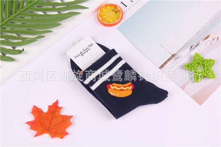 Мультяшные леденцы, индейка, хот-дог, сыр, шоколад, женские хлопковые носки, смешная уличная одежда, удобные спортивные носки для женщин