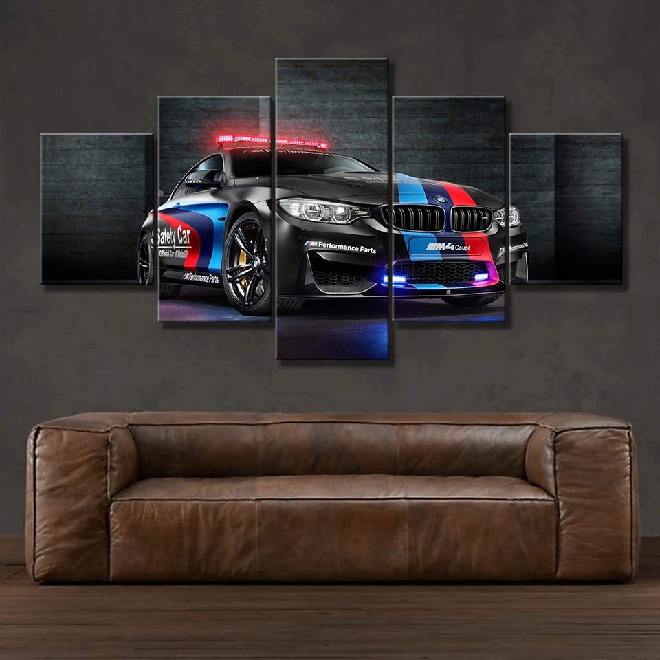 Wall Art Canvas Painting Frame HD Prints Modular Poster For Living Room 5 Pieces M4 Black Sport Car Pictures Home Decorative | Дом и сад
