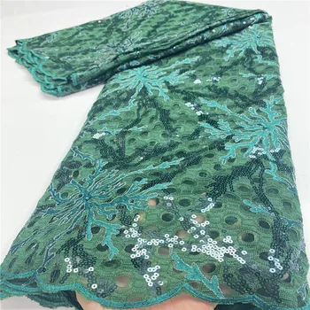 

New africa lace fabric 2020 nigeria tulle mesh with high quality sequins embroidery fabric for women party dresses