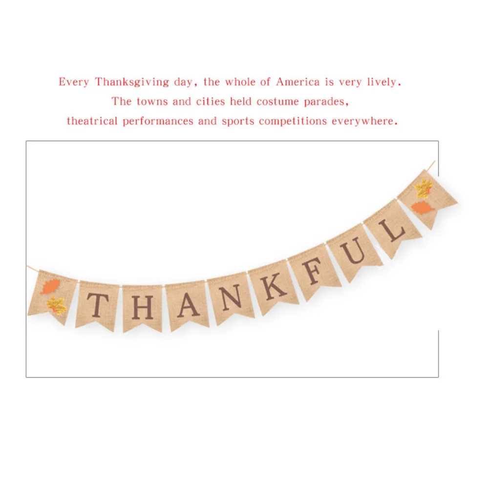 Thanksgiving Day Thankful Maple Bunting Banner Home Party Festival Hanging Decor