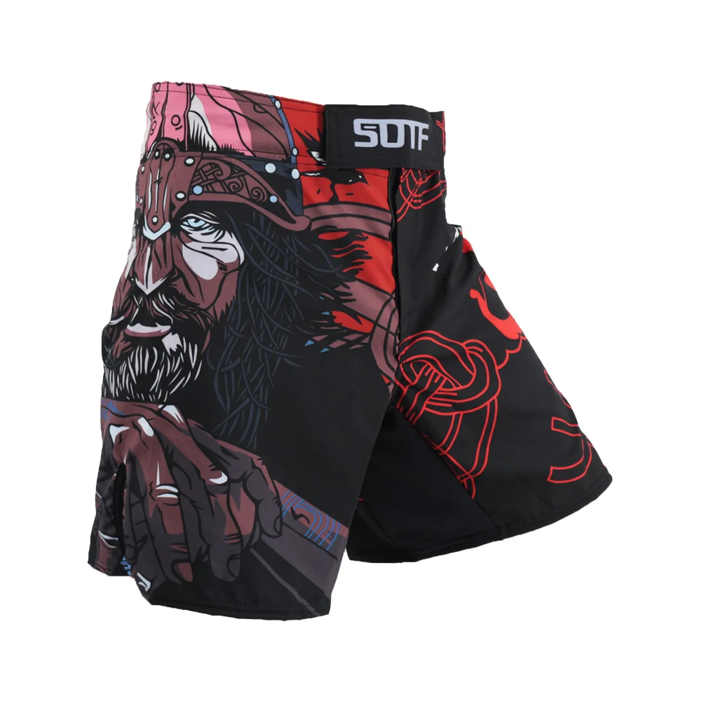 MMA Shorts SOTF MMA Black Samurai Fighting Breathable Fitness Print mma Shorts Tiger Muay Thai Kickboxing Fight Shorts Boxing Clothing mma