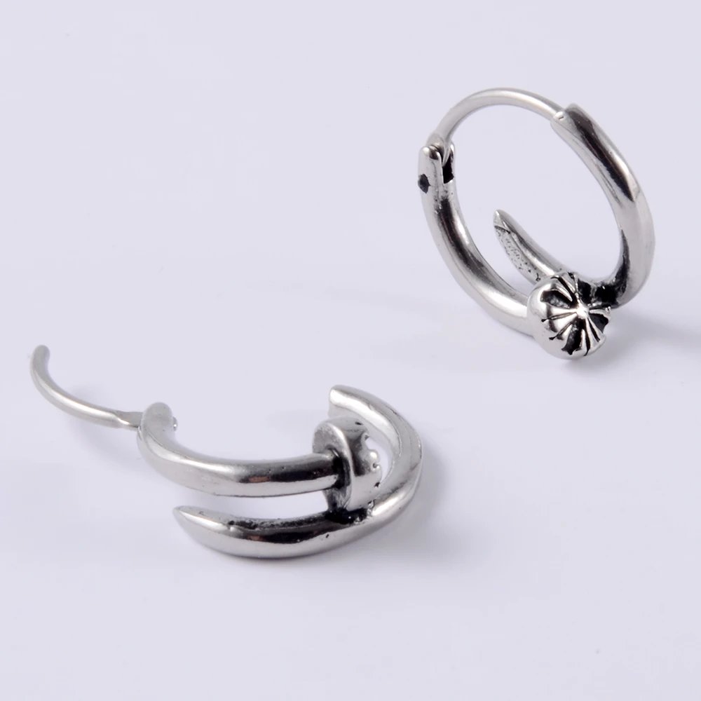 Earring 1PC Vintage Silver Color Earring For Unisex Small Hoop Rings Punk Ear Bone Cartilage Helix Septum Nose Loop Piercing Jewelry