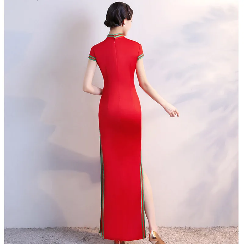 Sheng Coco красные вечерние платья длинное платье с цветочной вышивкой Cheongsam Новогоднее свадебное платье банкет Qipao Дамский китайский стиль