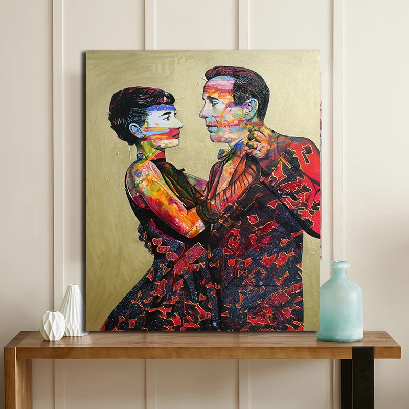 Винтажная картина маслом Dacing Couple современный Печатный настенный плакат и принты