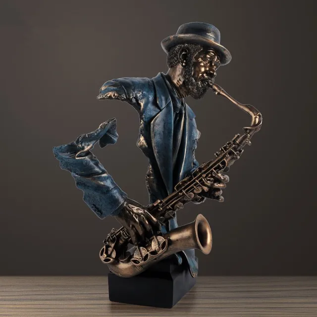 Abstract 57cm Musician Figurine Resin Art Saxophone Bust Statue 1