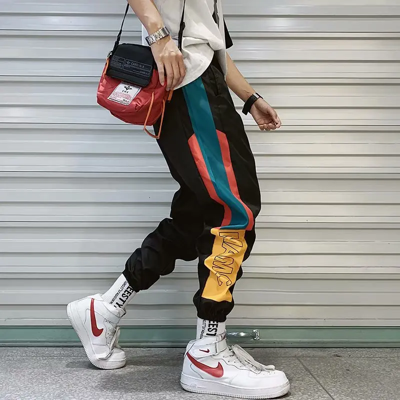 

Hip Hop Streetwear Men's Splice Joggers Pants Fashion Men Casual Cargo Pant Trousers High Street Elastic Waist Harem Pant Men