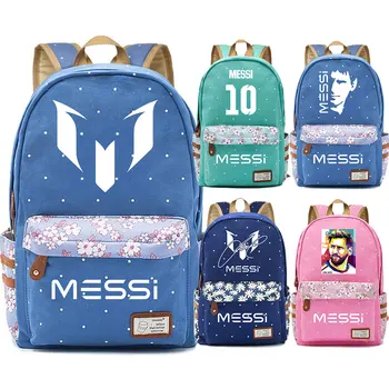 

F3201 Football Stars Messi 10 Number Children Schoolbag Girls School bag Women Bagpack Teenagers Canvas Lady Femme Backpack