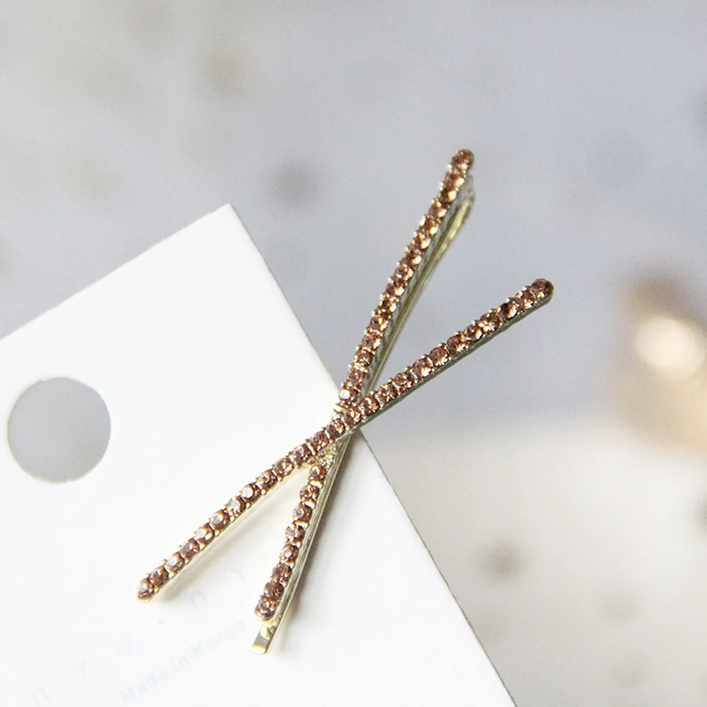 5 цветов НОВЫЕ геометрические треугольные блестящие шпильки со стразами заколки