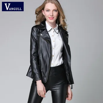 

Women's Leather Jacket 2020 Spring and Autumn New Women's European and American Slim Leather Lapel PU Large Size Leather Jacket
