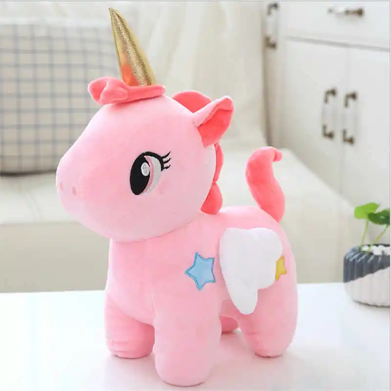 Kawaii плюшевая игрушка Единорог Мягкая кукла девочка мальчик аппетитная спальная Подушка Детская комната Декор игрушки для детей рождественские подарки 25 см - Цвет: Розовый