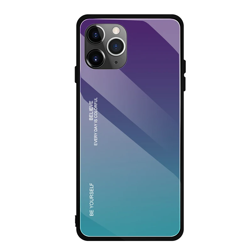 10 шт. Лазерная Радуга градиентный чехол для iPhone 11 Pro Max XS XR X 8 7 6 6S Plus закаленное стекло мягкий полиуретановый край против царапин крышка