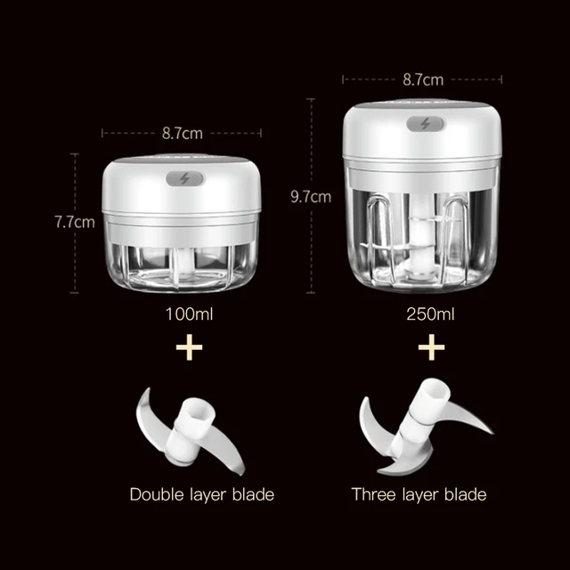 100/250ml Wireless Electric Mini Food Chopper Garlic Cutter Masher USB Charging Kitchen Gadgets 6