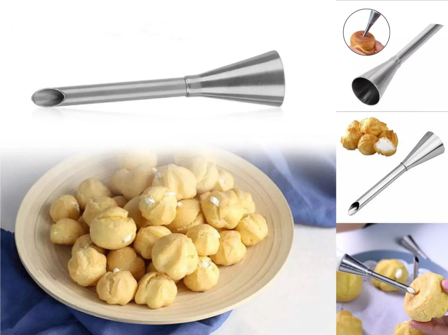 

1PC Stainless Steel Piping Nozzle Cupcake Cookie Cream Puff Injection Pastry Tool Baking Accessories Bakery Tools