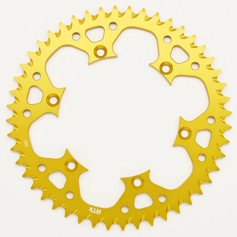 48T GOLD MTX Звездочка 11A-110 47 48 49 50 51 52 зубы алюминиевый сплав Задняя звездочка для Kawasaki Off Road KX125 KX250 Suzuki KX125 - Цвет: 48T GOLD