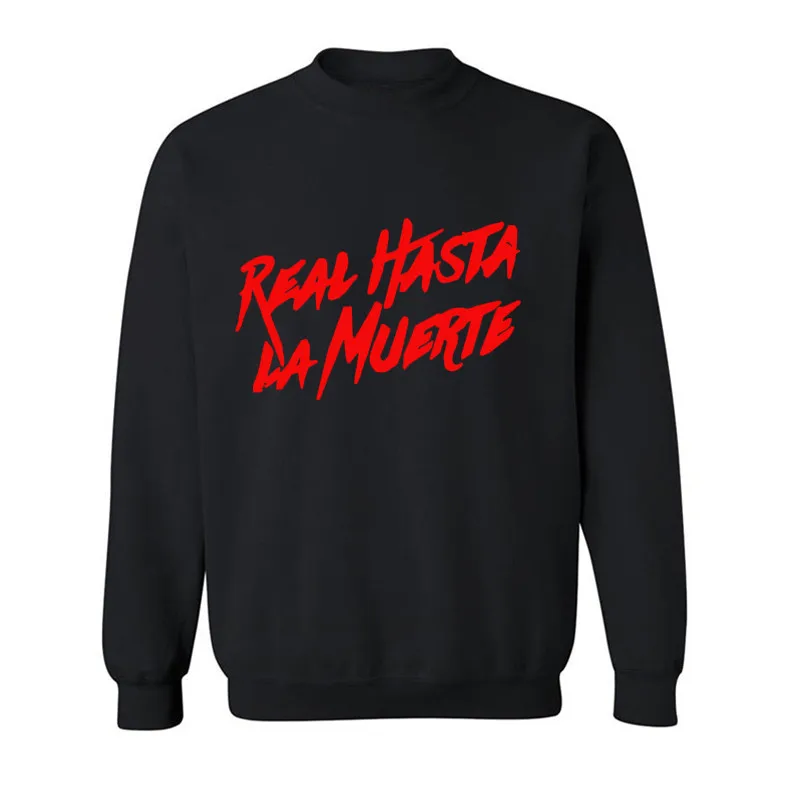 Black Anuel AA Album Real Hasta La Muerte толстовка с капюшоном для мужчин и женщин осень-зима с длинным рукавом флисовая Толстовка пуловер спортивный джемпер - Цвет: Black