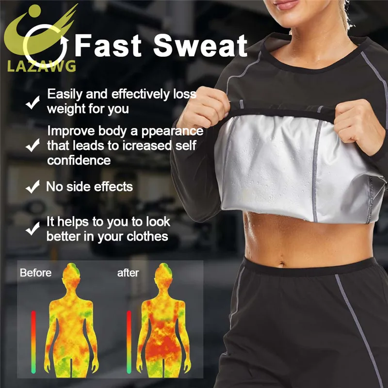 shapewear for women LAZAWG Sauna Sweat Shaper Thermo Slimming Workout Womens Fitness Waist Trainer Shirts Sport Fat Burning Shapewear Thermal Suit best tummy control shapewear uk