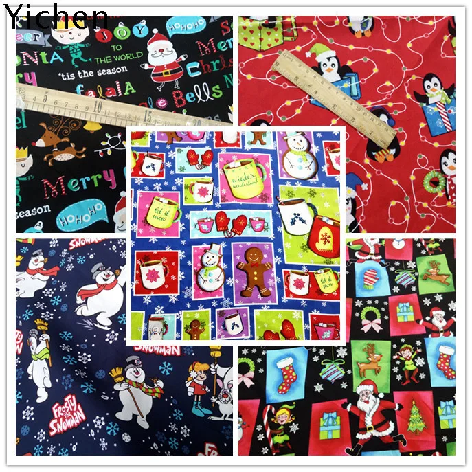 Рождественская подкладочная хлопчатобумажная ткань 140 см позолоченный Санта Клаус бронзирующий Сделай Сам домашний текстиль ткань для квилтинга с мультяшным принтом
