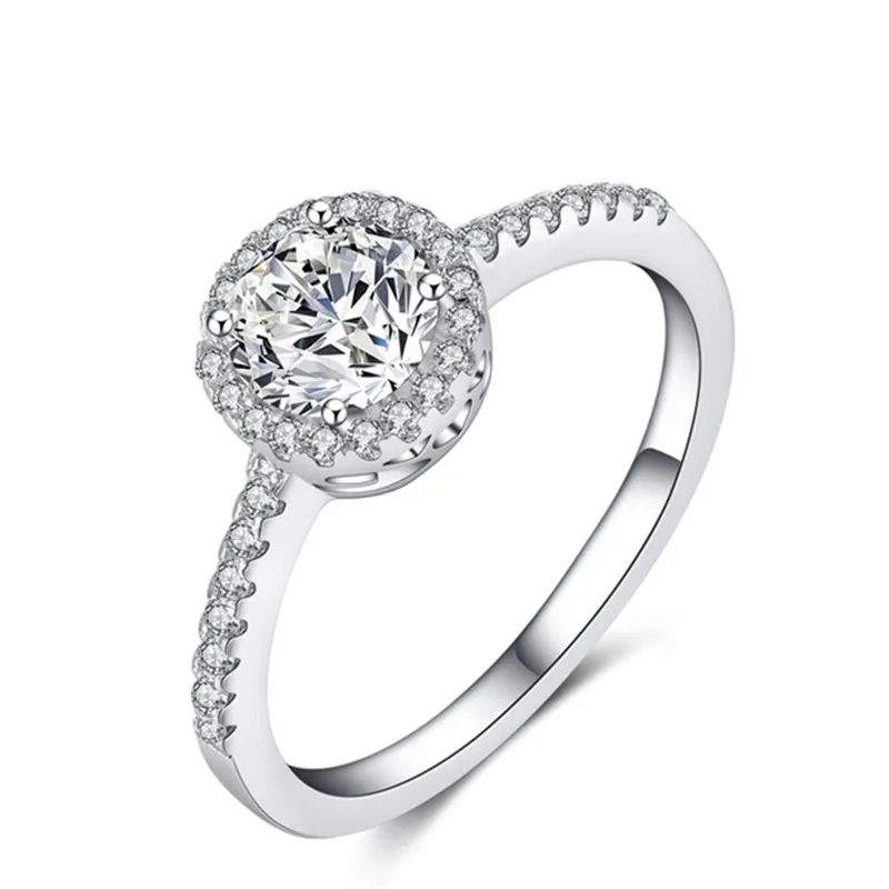 Blaike 925 пробы серебряные кольца для женщин круглые циркониевые обручальные кольца ювелирные изделия подарки на день рождения