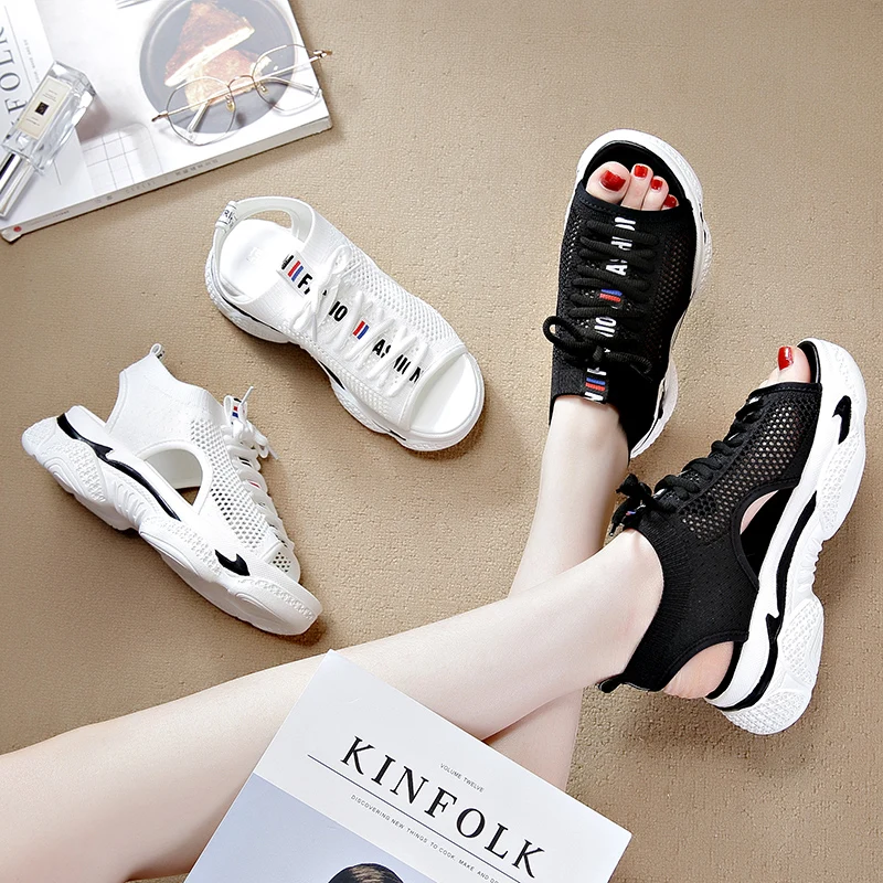 Women's Sports Sandals 2025 Summer New Hollow Flat Ins Fashion All-match Platform Platform Casual Shoes women sandals