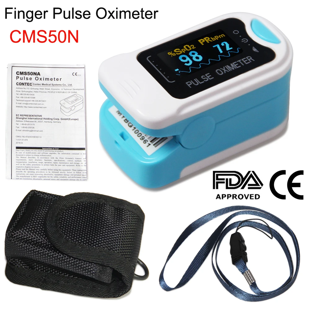 CMS50N Finger Tip Pulse Oximeter Portable Blood Oxygen meter SpO2 Saturation Pulse Rate Heart Rate HR PR Health Monitor CE,FDA