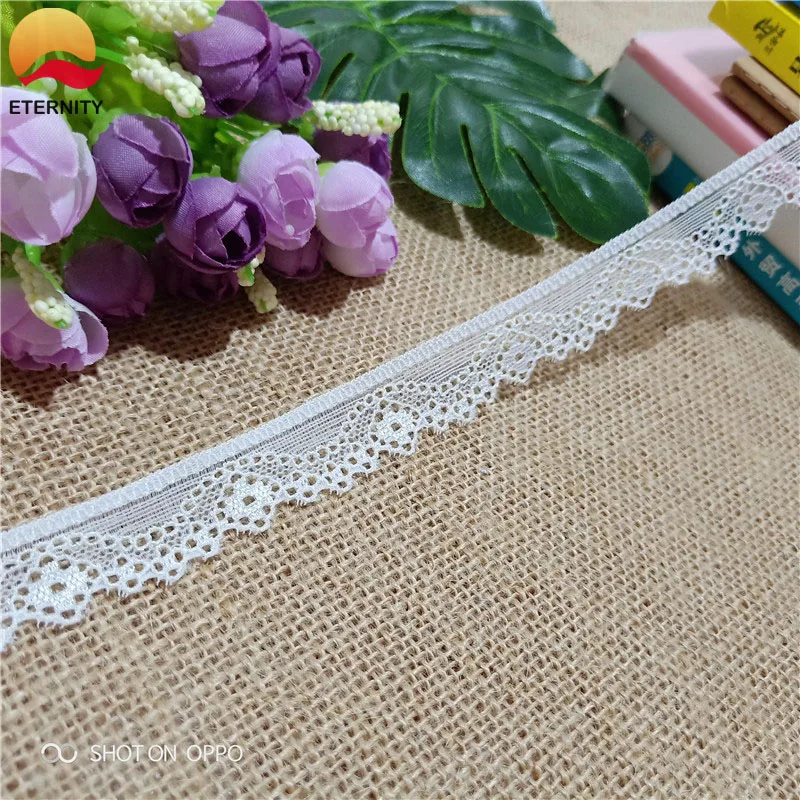 

*2.2cm S2073 white elastic lace flower edging process fabric is used for clothing decoration lace ribbon