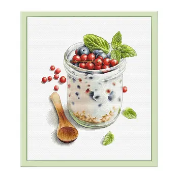 

Restaurant Hand-embroidered Decorative Painting Cross Stitch Kit S289 Delicious Breakfast Blueberry Berry Precision Printing