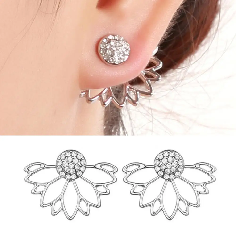 Женские серьги в форме лотоса с инкрустированным горным хрусталем подарок |