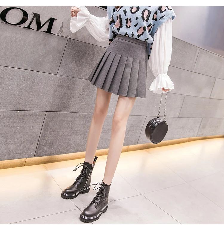 faldas mujer moda skirts womens mini skirt ladies skirts Women Fashion winter Casual high waist pleated skirt 7745 50