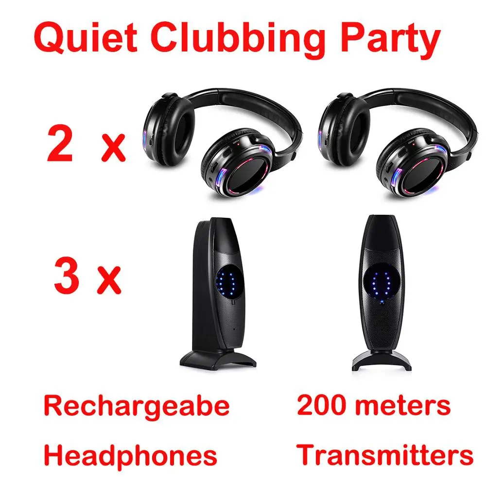 Silent Disco Compete System Black Led Wireless