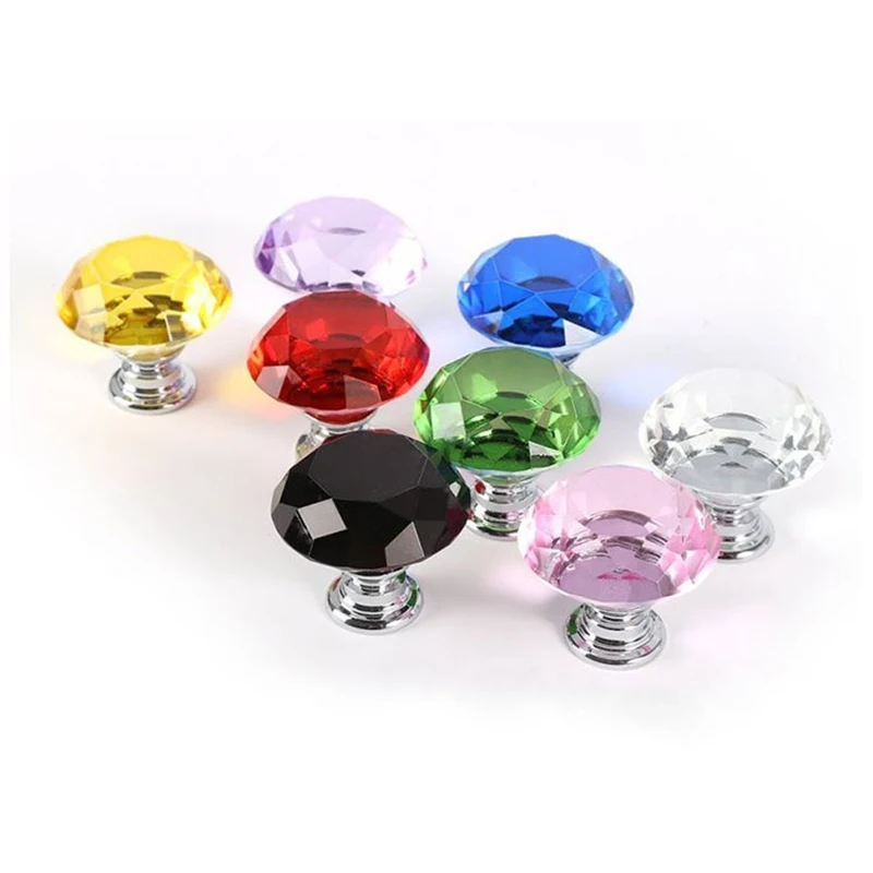 

Sale 1PC 30mm Diamond Shape Design Crystal Glass Knobs Cupboard Pulls Drawer Knobs Kitchen Cabinet Handles Furniture Handle
