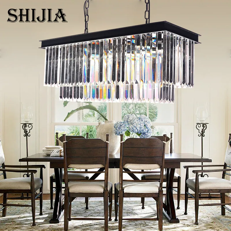 

Modern Rectangular Crystal Chandelier for Home Lighting Kitchen Bedroom Lamp