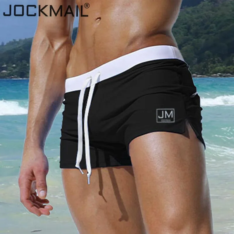 JOCKMAIL 2-Pack Men Swim Trunks Swimming Briefs Homens Maillot Bain Trunks Quick Dry Swimwear Water Gay Men Suit Underpants