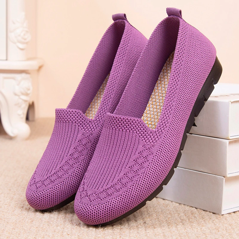 Women's shoes 2022 new net shallow mouth flat shoes breathable casual shoes socofy mother shoes women loafers women's vulcanize shoes plantar fasciitis