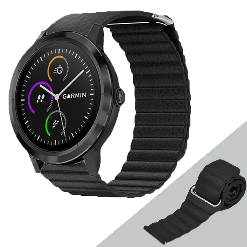 Магнитный кожаный браслет для Garmin vivoactive 3 музыкальный шнур Forerunner 245 645 ремешок