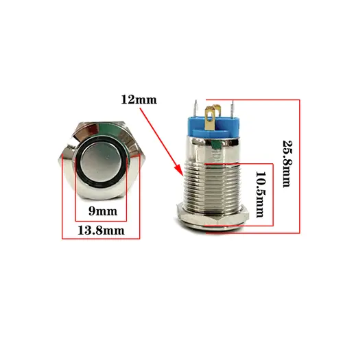 12/16/19/22mm Waterproof Metal Push Button Switch LED Light Momentary Latching Car Engine Power Switch 5V 12V 24V 220V Red Blue - Image 5