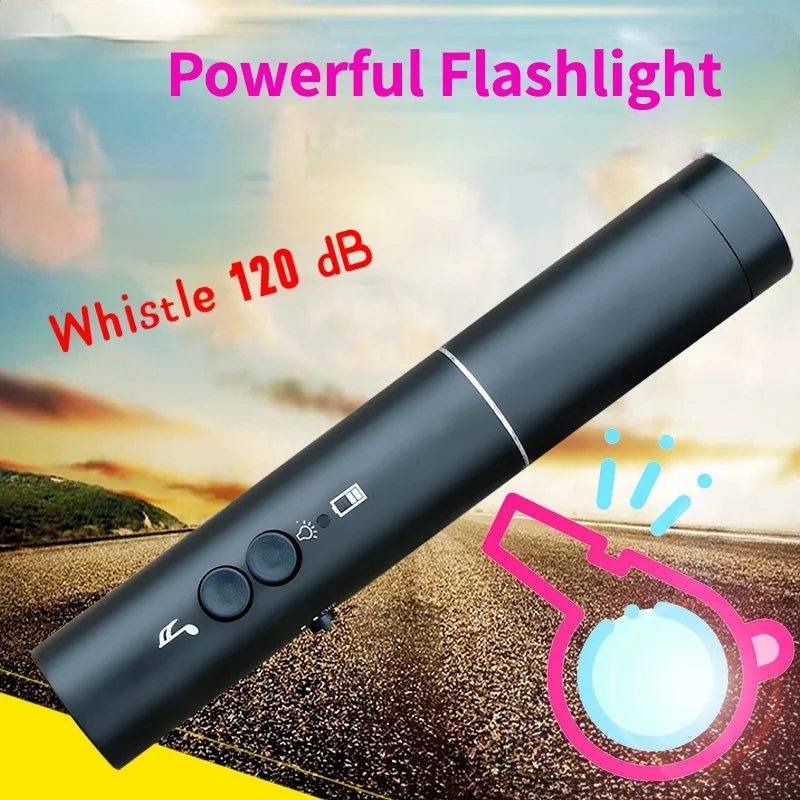 Dog Trainer Hunting Traffic Guides High Volume Emergency Waterproof Whistle for Anti Wolf Travelling Sports Whistles with Flashlight Hiking 2-in-1 Electronic Whistle Sports Training 