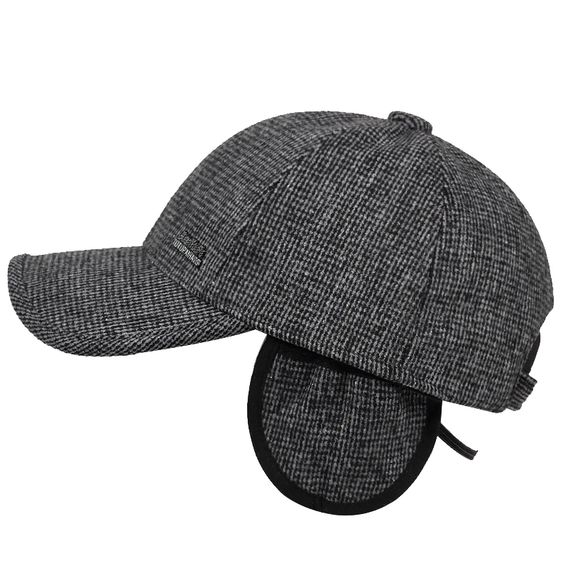 Новая модная осенне-зимняя утепленная бейсболка для улицы, хлопковая ветрозащитная теплая шапка, шапки с наушниками