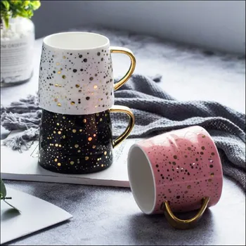 

Gold Dot Ceramics Cup Tea Milk Coffee Cup Water Mug 1pc