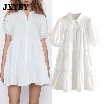 

JXYSY summer za dress women england vintage simple pleated elegant loose party mini dress vestidos de fiesta de noche vestidos