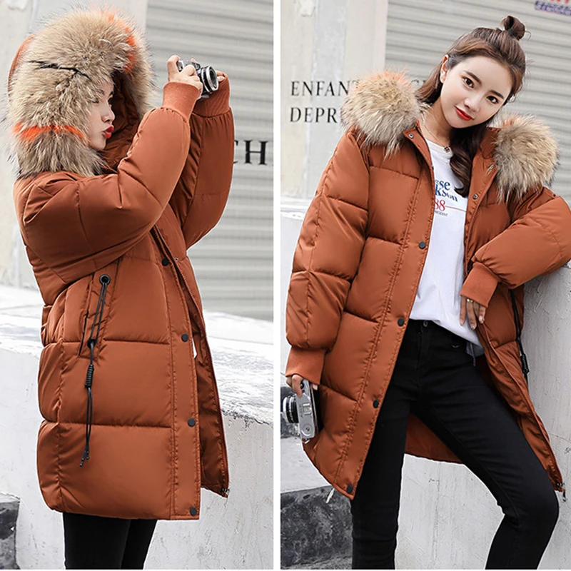 Kopen Winter Hooded Warm Down Jas Vrouwen Casual Lange Down Jassen Dames Dikker Katoen Parka Plus Size Bovenkleding Koreaanse Harajuku Jas