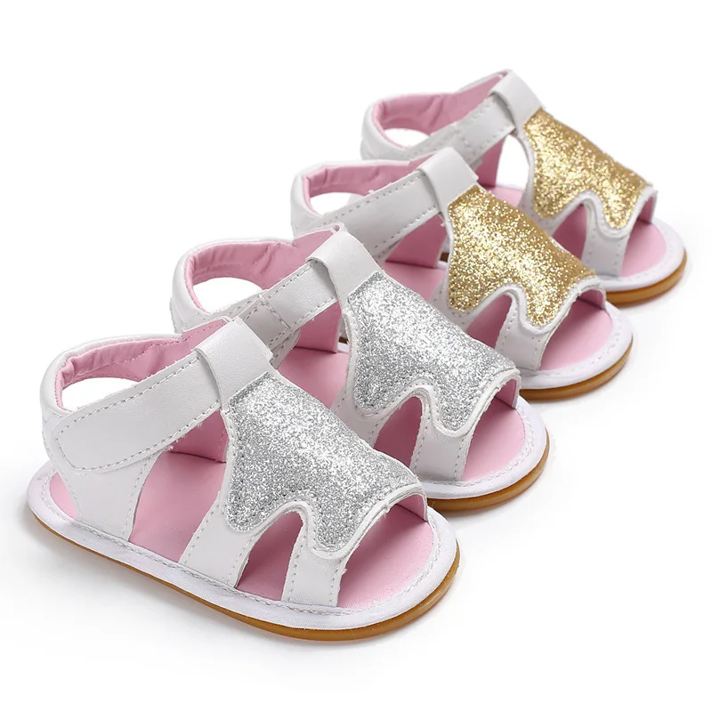 

Summer 0-1-Year-Old Baby Girls Princess Sandals Rubber Sole Anti-slip Babies' Toddler Shoes Support